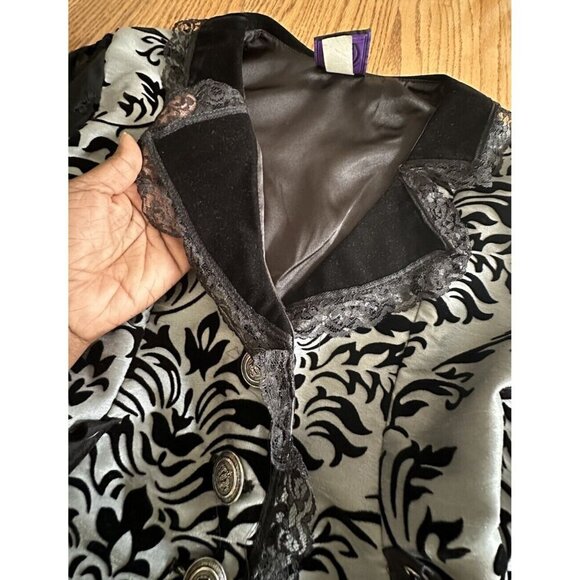 CYKXTEES Creative Brand Corset Blouse Sheer Sleeves Velvet Collar Long Tail - Picture 12 of 16